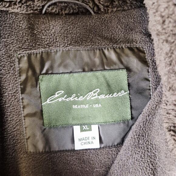 Eddie Bauer Premium Goose Down Womens XL Puffer Coat Jacket Hood Brown 650 Fill - Picture 5 of 9